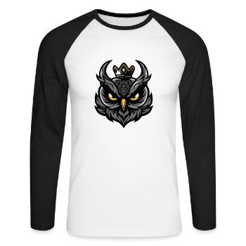 Owl Head Crown - Unisex Long Sleeve Baseball T-Shirt - white/black - Front - Nik (191cm)