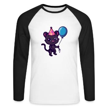 Panther Birthday Comic - Unisex Long Sleeve Baseball T-Shirt - white/black - Front - Nik (191cm)
