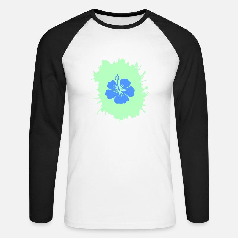 hibiskus klecks - Unisex Baseballshirt langarm - Weiß/Schwarz