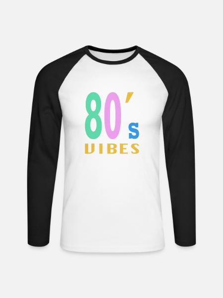 80s 80er Party Spruch Geschenk - Unisex Baseballshirt langarm - Weiß/Schwarz