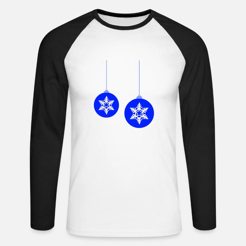 Weihnachtskugeln Stern - Unisex Baseballshirt langarm - Weiß/Schwarz