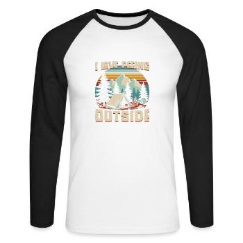 Ich Liebe Draußen Machen Camping Natur Berge - Unisex Baseballshirt langarm - Weiß/Schwarz - Vorne - Nik (191cm)