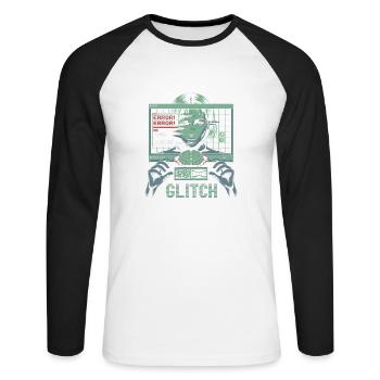 Error Glitch - Futuristic Graphic Tshirt - Unisex Long Sleeve Baseball T-Shirt - white/black - Front - Nik (191cm)