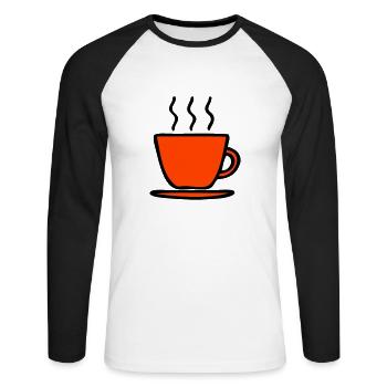 Tasse - Unisex Baseballshirt langarm - Weiß/Schwarz - Vorne - Nik (191cm)
