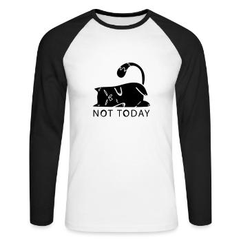 Cat Not Today No Cat Mom Lazy NO Middle Finger - Unisex Long Sleeve Baseball T-Shirt - white/black - Front - Nik (191cm)