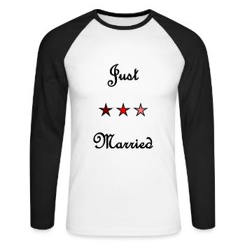 GERADE VERHEIRATET. ES LEBE DIE MARYS. JUNGGESELLINNENABSCHIED - Unisex Baseballshirt langarm - Weiß/Schwarz - Vorne - Nik (191cm)