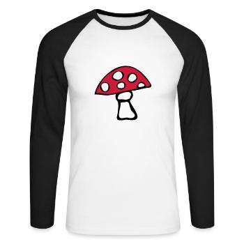 Champignon vénéneux - T-shirt baseball manches longues Homme - blanc/noir - Devant - Nik (191cm)