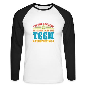 I'm Just Providing The Teen Perspective 2 - Unisex Baseballshirt langarm - Weiß/Schwarz - Vorne - Nik (191cm)