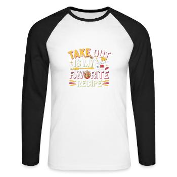 Take Out Is My Favorite Recipe 4 - Unisex Baseballshirt langarm - Weiß/Schwarz - Vorne - Nik (191cm)