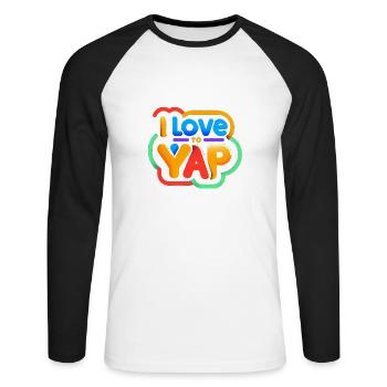 I Love To Yap 12 - Unisex Baseballshirt langarm - Weiß/Schwarz - Vorne - Nik (191cm)