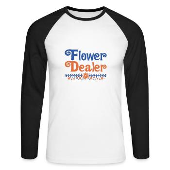 Flower Dealer 4 - Unisex Baseballshirt langarm - Weiß/Schwarz - Vorne - Nik (191cm)