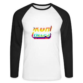 Rum Helps 9 - Unisex Baseballshirt langarm - Weiß/Schwarz - Vorne - Nik (191cm)