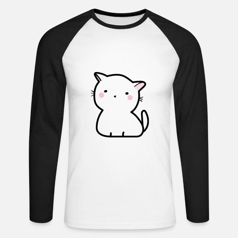 Katzi - Unisex Baseballshirt langarm - Weiß/Schwarz