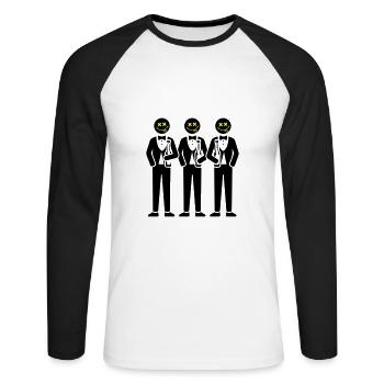 Enterrement de vie de garçon Crew Enterrement de vie de garçon - T-shirt baseball manches longues Homme - blanc/noir - Devant - Nik (191cm)