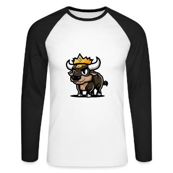 Stier Comic Krone - Unisex Baseballshirt langarm - Weiß/Schwarz - Vorne - Nik (191cm)