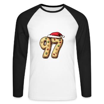 97 Numéro Noël - T-shirt baseball manches longues Homme - blanc/noir - Devant - Nik (191cm)