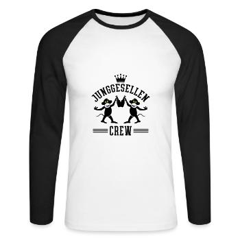 Junggesellen Crew Jga Witzig Bier - Unisex Baseballshirt langarm - Weiß/Schwarz - Vorne - Nik (191cm)