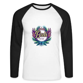 L’équipe de Bali 2025 - T-shirt baseball manches longues Homme - blanc/noir - Devant - Nik (191cm)
