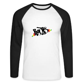 Roots Reggae Rasta - Unisex Baseballshirt langarm - Weiß/Schwarz - Vorne - Nik (191cm)