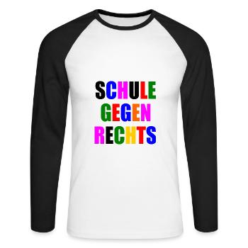 Schule gegen rechts - Unisex Baseballshirt langarm - Weiß/Schwarz - Vorne - Nik (191cm)