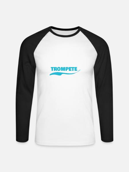 Namensschild Trompete - Unisex Baseballshirt langarm - Weiß/Schwarz