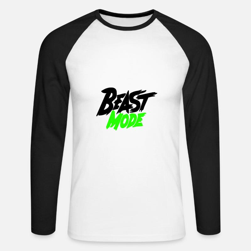 Beast Mode Training - Unisex Baseballshirt langarm - Weiß/Schwarz