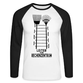 LEITER VOM RECHENZENTRUM - Unisex Baseballshirt langarm - Weiß/Schwarz - Vorne - Nik (191cm)