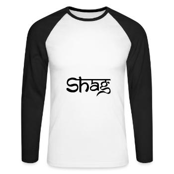 2024 Shag India Lettres . Danse swing collégiale - T-shirt baseball manches longues Homme - blanc/noir - Devant - Nik (191cm)