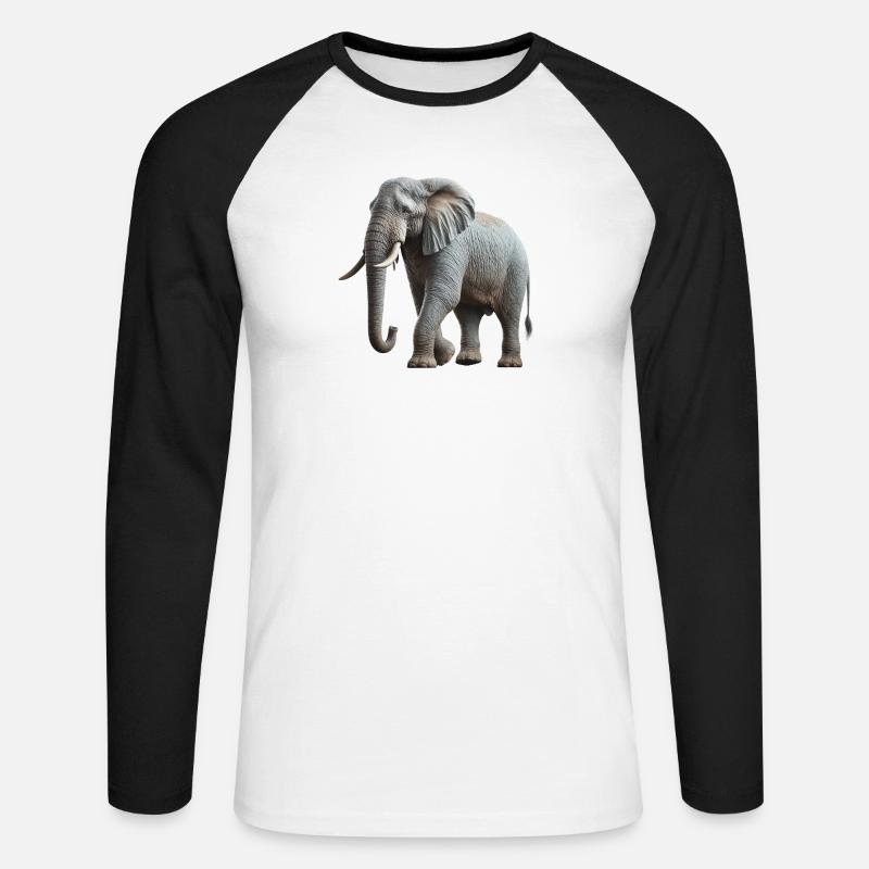 Elefante - Maglia da baseball a manica lunga da uomo - bianco/nero
