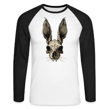 Crâne de lapin zombie - T-shirt baseball manches longues Homme - blanc/noir - Devant - Nik (191cm)