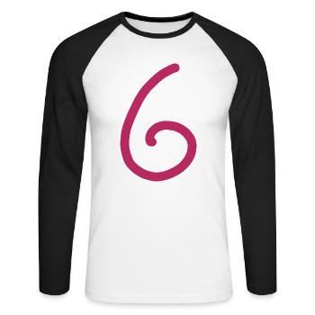 6 Number six number Birthday - Unisex Long Sleeve Baseball T-Shirt - white/black - Front - Nik (191cm)