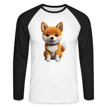 Shiba inu Hund - Unisex Baseballshirt langarm - Weiß/Schwarz - Vorne - Nik (191cm)