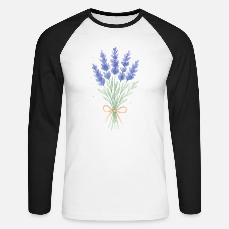 Lavendel Sträußchen - Unisex Baseballshirt langarm - Weiß/Schwarz