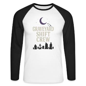 Cadavre Science Humour noir Mort Positif - T-shirt baseball manches longues Homme - blanc/noir - Devant - Nik (191cm)