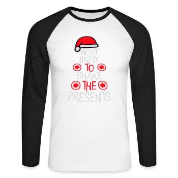 Le plus susceptible de secouer les cadeaux Noël Fun - T-shirt baseball manches longues Homme - blanc/noir - Devant - Nik (191cm)