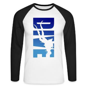 dive diver tauchen taucher - Unisex Baseballshirt langarm - Weiß/Schwarz - Vorne - Nik (191cm)