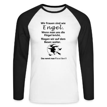 Wir Frauen sind wie Engel - Unisex Baseballshirt langarm - Weiß/Schwarz - Vorne - Nik (191cm)