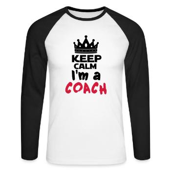 I'm a coach - T-shirt baseball manches longues Homme - blanc/noir - Devant - Nik (191cm)