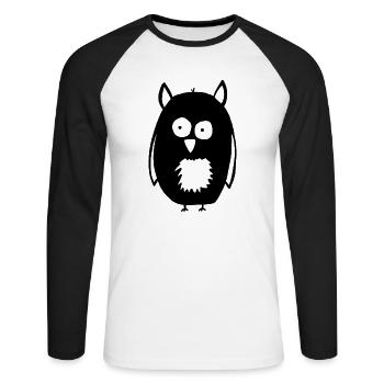 Fat Bird - Unisex Baseballshirt langarm - Weiß/Schwarz - Vorne - Nik (191cm)