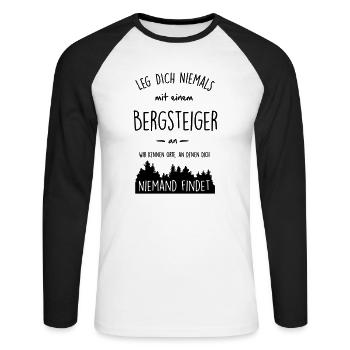 Bergsteiger - Unisex Baseballshirt langarm - Weiß/Schwarz - Vorne - Nik (191cm)