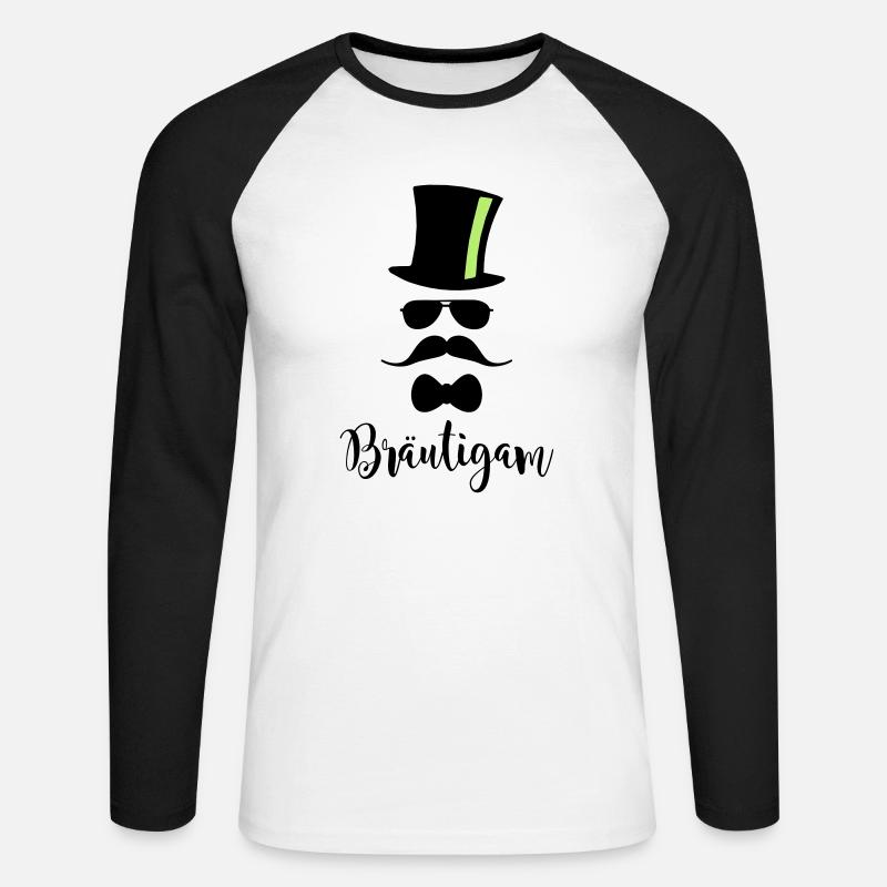 JGA Bräutigam Junggesellenabschied Ehe Hochzeit - Unisex Baseballshirt langarm - Weiß/Schwarz