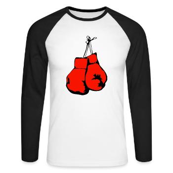 boxeur kick boxing boxe boxe arts martiaux thaïlandais sp - T-shirt baseball manches longues Homme - blanc/noir - Devant - Nik (191cm)
