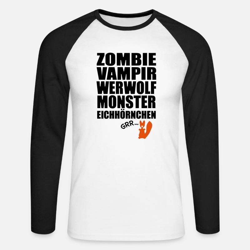 Monster Eichhörnchen - Unisex Baseballshirt langarm - Weiß/Schwarz