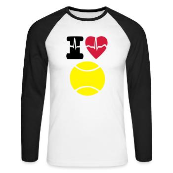 Ich Liebe Tennis - Unisex Baseballshirt langarm - Weiß/Schwarz - Vorne - Nik (191cm)