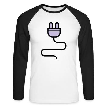 Câble d'alimentation, fiche - T-shirt baseball manches longues Homme - blanc/noir - Devant - Nik (191cm)