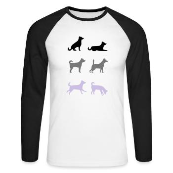 6 dogs - Unisex Long Sleeve Baseball T-Shirt - white/black - Front - Nik (191cm)