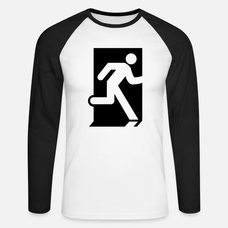 Emergency Exit - Unisex Long Sleeve Baseball T-Shirt - white/black