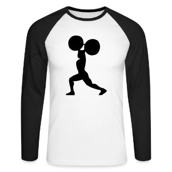 Gewichtheber - Unisex Baseballshirt langarm - Weiß/Schwarz - Vorne - Nik (191cm)