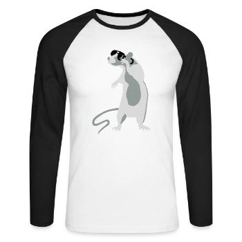 Rat with sunglasses - Unisex Long Sleeve Baseball T-Shirt - white/black - Front - Nik (191cm)