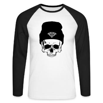 Hipster - Unisex Baseballshirt langarm - Weiß/Schwarz - Vorne - Nik (191cm)